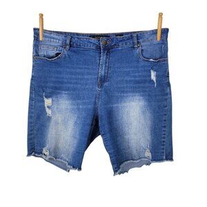 Chic Denim Shorts Plus 20 20W Jean Bermuda Distressed Stretch Harley High Rise